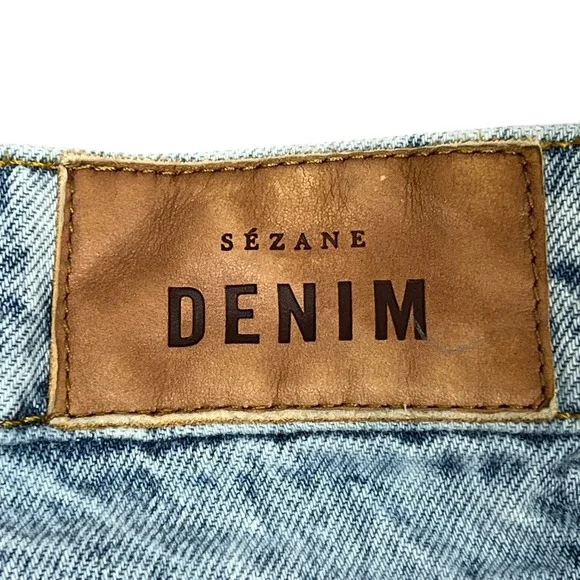 Sézane Le Wide Leg Jeans Sz FR 44 (US 12) Bleu Clair High Rise Organic Cotton - Picture 10 of 12